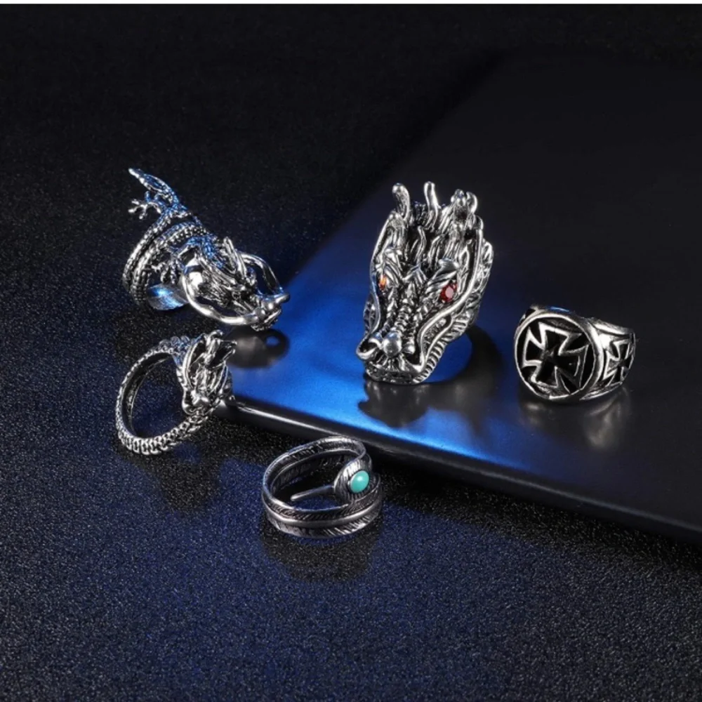 15Pcs Vintage Punk Rings